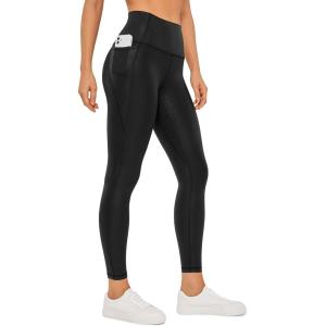 imageCRZ YOGA Womens Butterluxe Matte Faux Leather Leggings 25quot  High Waisted Buttery Soft Lounge Pockets LeggingsFaux Leather Black
