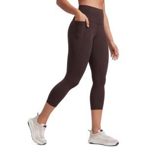 imageCRZ YOGA Womens Butterluxe Workout Capri Leggings with Pockets 21 Inches  High Waisted Gym Athletic Crop YogaHot Fudge Brown