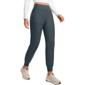 imageCRZ YOGA Womens Fleece Lined Workout Joggers with Pockets 275quot  Hiking Running Outdoor Pants Water Resistant Winter WarmMelanite