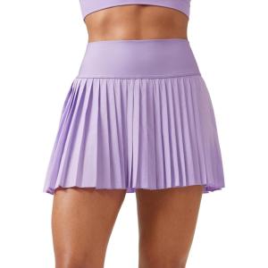 imageCRZ YOGA Womens High Waisted Pleated Tennis Skirts with Pockets Tummy Control Casual Liner A Line Workout Golf SkortsLilac