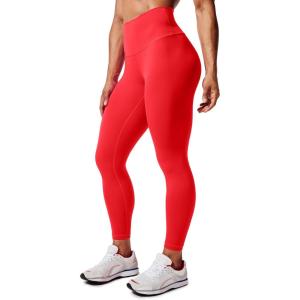 imageCRZ YOGA Womens Hugged Feeling Compression Leggings 25 Inches  Thick High Waisted Tummy Control Workout Pants TightsDeep Red