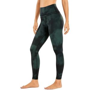 imageCRZ YOGA Womens Naked Feeling Workout 78 Yoga Leggings  25 Inches High Waist Tight PantsEmerald Green Tiedye Flowers