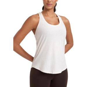 imageCRZ YOGA Womens Pima Cotton Racerback Workout Tank Tops Scoop Neck Athletic Loose Sleeveless ShirtsIce GreyWhite