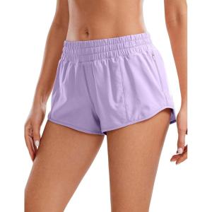 imageCRZ YOGA Womens Running Shorts Low Waisted 25quot  Mesh Liner Quick Dry for Track Gym Athletic Workout with Zip PocketLilac