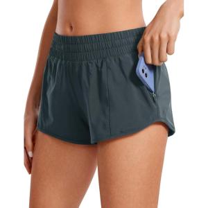 imageCRZ YOGA Womens Running Shorts Low Waisted 25quot  Mesh Liner Quick Dry for Track Gym Athletic Workout with Zip PocketMelanite