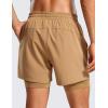 imageCRZ YOGA 2 in 1 Mens Athletic Shorts 5 with Liner Quick Dry Lightweight for Running Sports Gym with PocketsKhaki Sand
