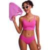 imageCRZ YOGA Bikini Bottoms for Women Mid Rise Full Coverage Bathing Suit Swimsuit Basic Swim BriefsHibiscus Purple