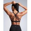 imageCRZ YOGA Butterbreeze Square Neck Sports Bras for Women  Strappy Thin Straps Workout Traning Padded Gym Halter Cami TopBlack
