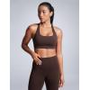 imageCRZ YOGA Butterbreeze Square Neck Sports Bras for Women  Strappy Thin Straps Workout Traning Padded Gym Halter Cami TopHot Fudge Brown