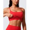 imageCRZ YOGA Butterlift Womens Scoop Neck Longline Sports Bra  U Back Adjustable Straps Workout Crop Tank Top with Built in PadsDeep Red