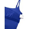 imageCRZ YOGA Butterlift Womens Scoop Neck Longline Sports Bra  U Back Adjustable Straps Workout Crop Tank Top with Built in PadsWaves Blue