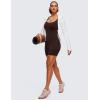 imageCRZ YOGA Butterluxe Athletic Rompers for Women Long Sleeve Scoop Neck Short Jumpsuits Stretchy Workout One Piece BodysuitHot Fudge Brown