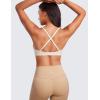 imageCRZ YOGA Butterluxe Deep VNeck Sports Bras for Women  Spaghetti Strap Criss Cross Padded Top Low Coverage Wireless YogaWhite Apricot
