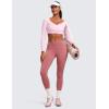 imageCRZ YOGA Butterluxe Double Lined Long Sleeve Yoga Shirts for Women V Neck Cropped Casual TShirt Tight Crop Fitted TopsPink Peony