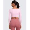 imageCRZ YOGA Butterluxe Double Lined Long Sleeve Yoga Shirts for Women V Neck Cropped Casual TShirt Tight Crop Fitted TopsPink Peony