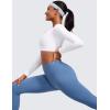 imageCRZ YOGA Butterluxe Double Lined Long Sleeve Yoga Shirts for Women V Neck Cropped Casual TShirt Tight Crop Fitted TopsWhite