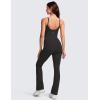 imageCRZ YOGA Butterluxe Flare Jumpsuits for Women Spaghetti Strap Workout Athletic Onesie Square Neck Bodysuits with Built in BraBlack