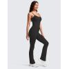 imageCRZ YOGA Butterluxe Flare Jumpsuits for Women Spaghetti Strap Workout Athletic Onesie Square Neck Bodysuits with Built in BraBlack