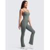 imageCRZ YOGA Butterluxe Flare Jumpsuits for Women Spaghetti Strap Workout Athletic Onesie Square Neck Bodysuits with Built in BraGrey Sage