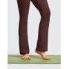 imageCRZ YOGA Butterluxe Flare Jumpsuits for Women Spaghetti Strap Workout Athletic Onesie Square Neck Bodysuits with Built in BraTaupe