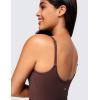imageCRZ YOGA Butterluxe Flare Jumpsuits for Women Spaghetti Strap Workout Athletic Onesie Square Neck Bodysuits with Built in BraTaupe