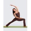 imageCRZ YOGA Butterluxe Flare Jumpsuits for Women Spaghetti Strap Workout Athletic Onesie Square Neck Bodysuits with Built in BraTaupe