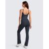 imageCRZ YOGA Butterluxe Flare Jumpsuits for Women Spaghetti Strap Workout Athletic Onesie Square Neck Bodysuits with Built in BraTrue Navy