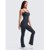 imageCRZ YOGA Butterluxe Flare Jumpsuits for Women Spaghetti Strap Workout Athletic Onesie Square Neck Bodysuits with Built in BraTrue Navy
