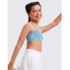 imageCRZ YOGA Butterluxe Girls Sports Bra  Spaghetti Strap Y Back Racerback for Teens Kids Training Yoga Comfort Crop TopPure Blue
