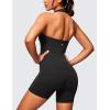 imageCRZ YOGA Butterluxe Halter Backless Athletic Rompers for Women Workout Bodycon One Piece Shorts Jumpsuit with PadsBlack