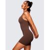 imageCRZ YOGA Butterluxe Halter Backless Athletic Rompers for Women Workout Bodycon One Piece Shorts Jumpsuit with PadsCoffee Brown