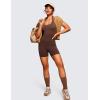 imageCRZ YOGA Butterluxe Halter Backless Athletic Rompers for Women Workout Bodycon One Piece Shorts Jumpsuit with PadsCoffee Brown