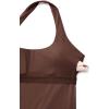 imageCRZ YOGA Butterluxe Halter Backless Athletic Rompers for Women Workout Bodycon One Piece Shorts Jumpsuit with PadsCoffee Brown