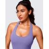 imageCRZ YOGA Butterluxe Halter Backless Athletic Rompers for Women Workout Bodycon One Piece Shorts Jumpsuit with PadsDark Lavender Purple
