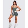 imageCRZ YOGA Butterluxe Halter Backless Athletic Rompers for Women Workout Bodycon One Piece Shorts Jumpsuit with PadsGrey Sage