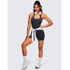imageCRZ YOGA Butterluxe Halter Backless Athletic Rompers for Women Workout Bodycon One Piece Shorts Jumpsuit with PadsTrue Navy