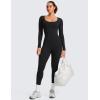 imageCRZ YOGA Butterluxe Long Sleeve Jumpsuits for Women Scoop Neck Casual Yoga One Piece 25quot Leggings RompersBlack