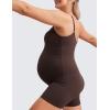 imageCRZ YOGA Butterluxe Maternity Workout Romper for Women Casual Spaghetti Strap Shorts Jumpsuit Pregnancy Tank Top BodysuitHot Fudge Brown