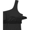 imageCRZ YOGA Butterluxe One Shoulder Athletic Rompers for Women Removable Padded Shorts Jumpsuit One Piece Stretchy BodysuitBlack