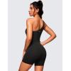 imageCRZ YOGA Butterluxe One Shoulder Athletic Rompers for Women Removable Padded Shorts Jumpsuit One Piece Stretchy BodysuitBlack