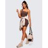 imageCRZ YOGA Butterluxe One Shoulder Athletic Rompers for Women Removable Padded Shorts Jumpsuit One Piece Stretchy BodysuitCoffee Brown