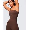 imageCRZ YOGA Butterluxe One Shoulder Athletic Rompers for Women Removable Padded Shorts Jumpsuit One Piece Stretchy BodysuitCoffee Brown
