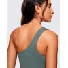 imageCRZ YOGA Butterluxe One Shoulder Athletic Rompers for Women Removable Padded Shorts Jumpsuit One Piece Stretchy BodysuitGrey Sage