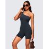 imageCRZ YOGA Butterluxe One Shoulder Athletic Rompers for Women Removable Padded Shorts Jumpsuit One Piece Stretchy BodysuitTrue Navy
