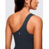 imageCRZ YOGA Butterluxe One Shoulder Athletic Rompers for Women Removable Padded Shorts Jumpsuit One Piece Stretchy BodysuitTrue Navy