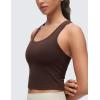 imageCRZ YOGA Butterluxe Scoop Neck Yoga Tank Racerback Workout Sleeveless Tops for Women Crop Athletic Tight Casual ShirtsHot Fudge Brown