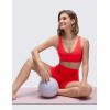 imageCRZ YOGA Butterluxe Soft Double Lined Sports Bras for Women Scoop Neck Adjustable Straps Yoga Crop Top Lounge Cami Non PaddedDeep Red