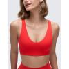 imageCRZ YOGA Butterluxe Soft Double Lined Sports Bras for Women Scoop Neck Adjustable Straps Yoga Crop Top Lounge Cami Non PaddedDeep Red