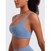 imageCRZ YOGA Butterluxe Spaghetti Strap Sports Bras for Women  Square Neck Yoga Wireless Low Coverage Padded Cami Crop TopOasis Blue