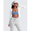 imageCRZ YOGA Butterluxe Spaghetti Strap Sports Bras for Women  Square Neck Yoga Wireless Low Coverage Padded Cami Crop TopOasis Blue